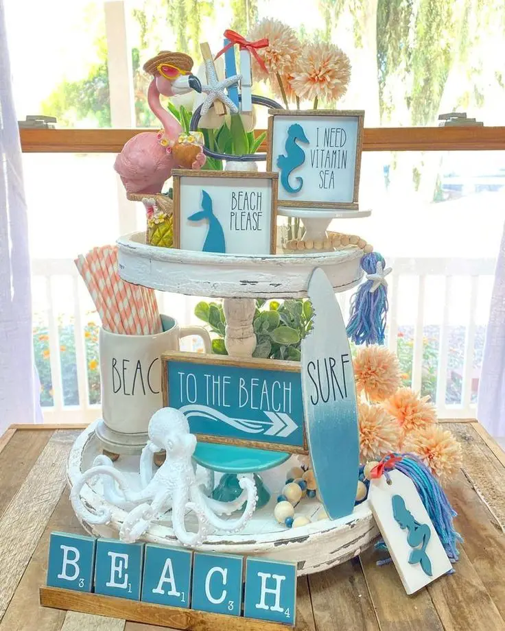 mermaid Summer Tiered Tray Ideas To Copy