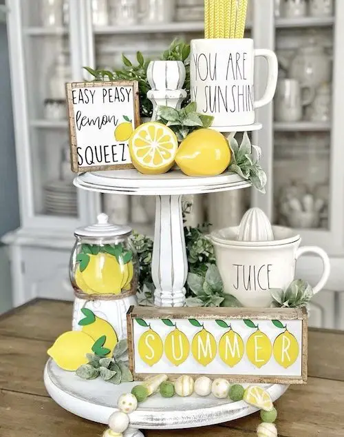 lemon Summer Tiered Tray Ideas To Copy