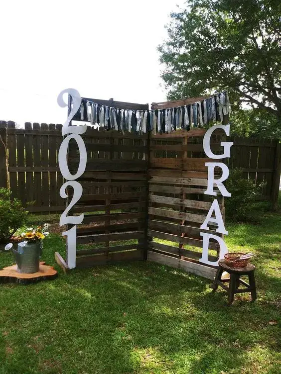 DIY Graduation Party Backdrop with wood