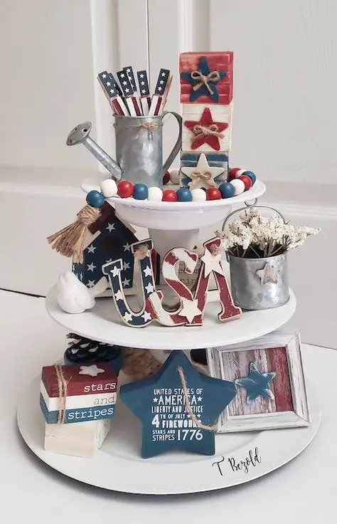 tiered tray decor ideas for patriotic day