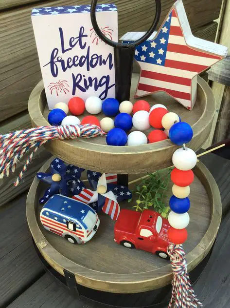 tiered tray 4th of july decor summer